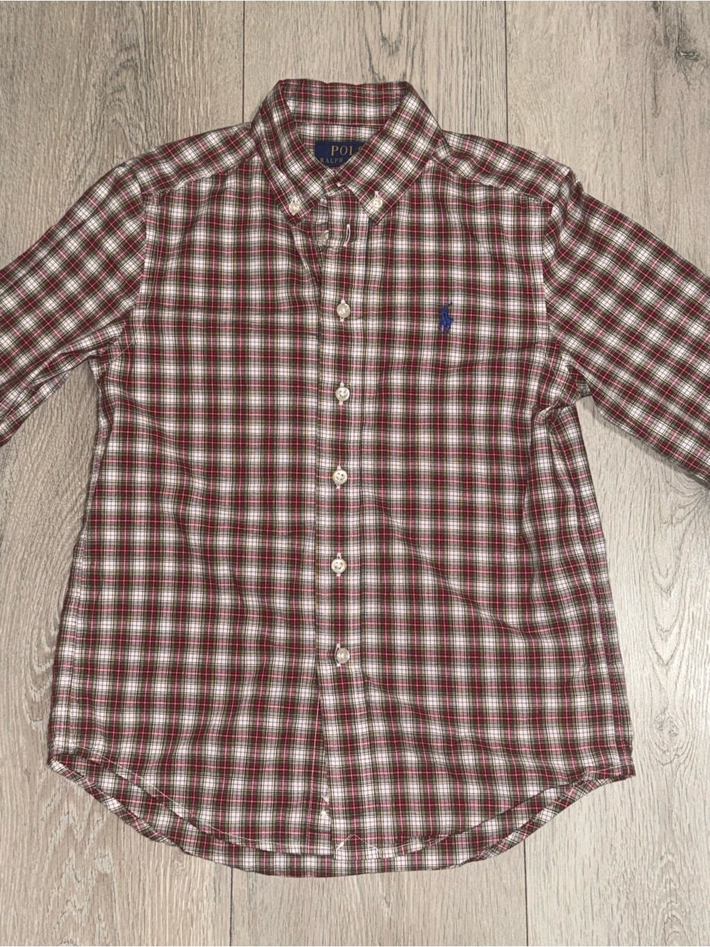 Ralph Lauren Red and White Plaid Button-Down Shirt